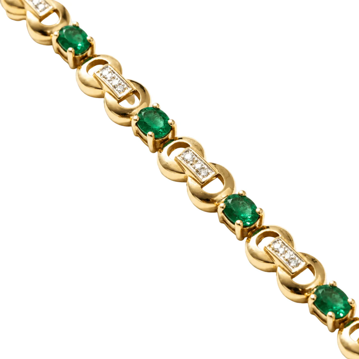Bracelet en or jaune, émeraudes et diamants - Image 3