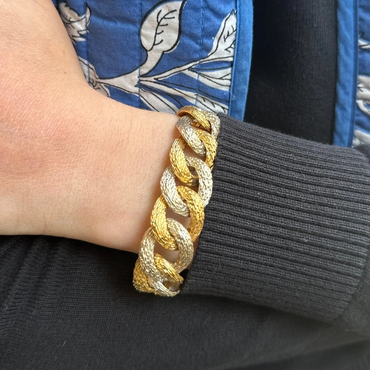 Bracelet Maille en or jaune et or blanc - Image 2