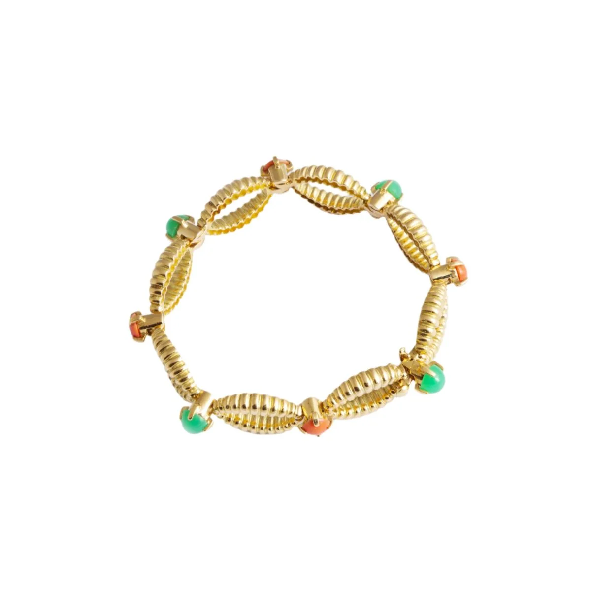Bracelet CHAUMET en or jaune, corail et chrysoprase