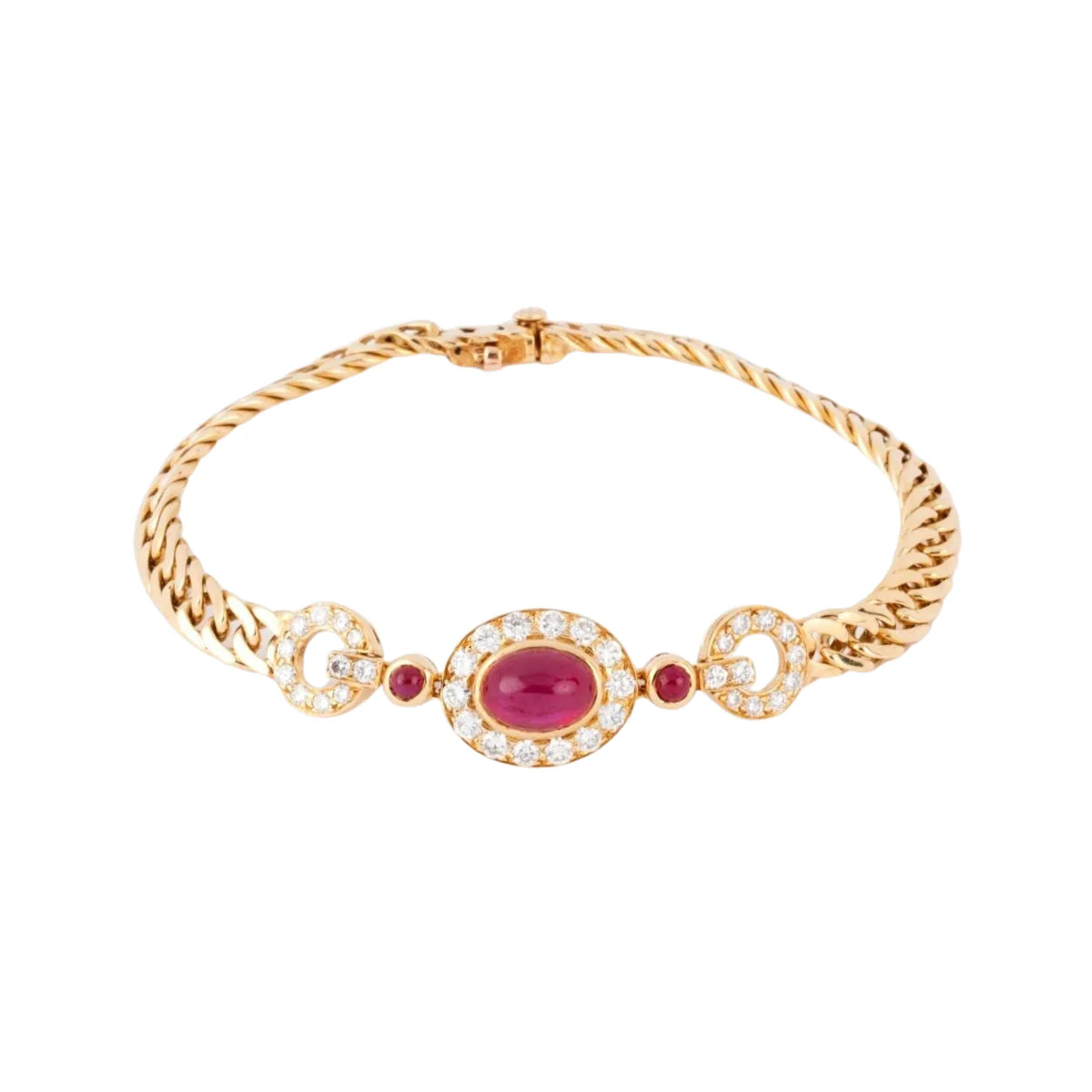 Bracelet en or jaune et diamant ,rubis cabochon de la maison Van Cleef and Arpels