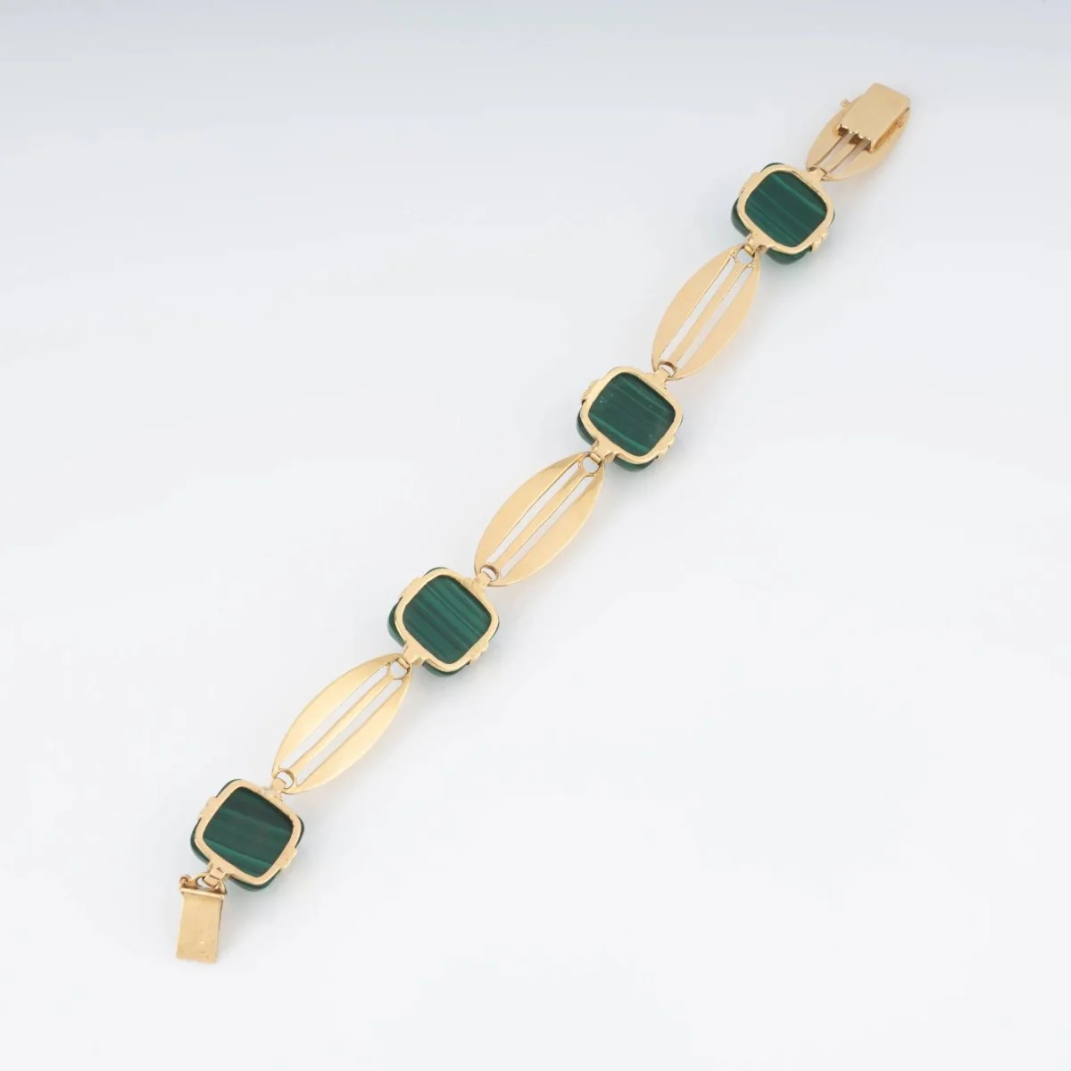 Bracelet en or jaune et malachite en pain de sucre - Image 6