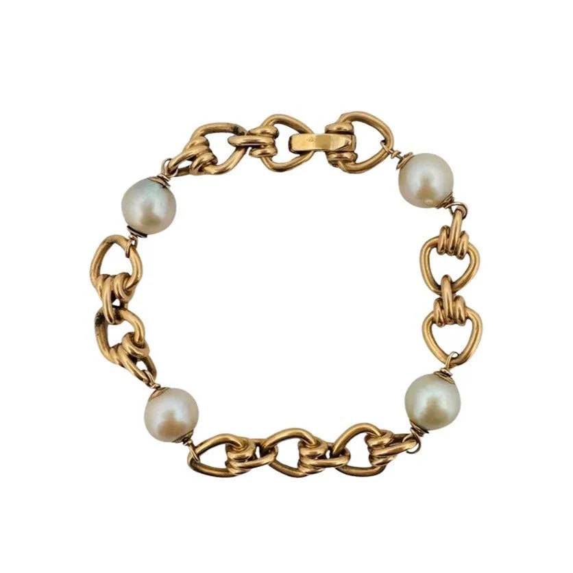Bracelet Maillons en or jaune et perles