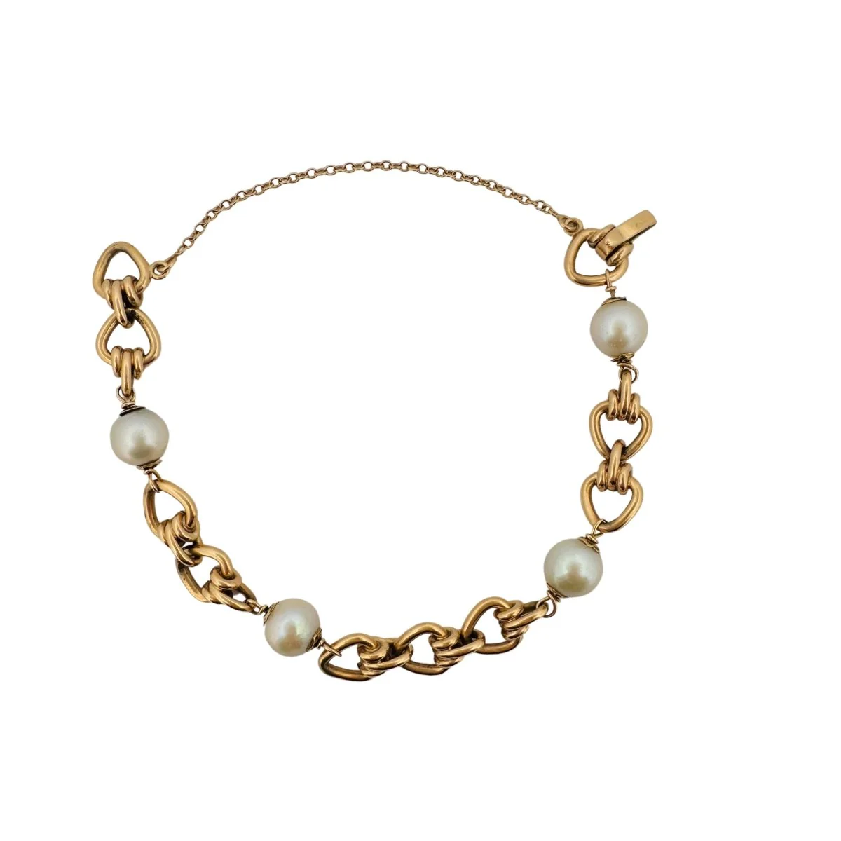Bracelet Maillons en or jaune et perles - Image 3