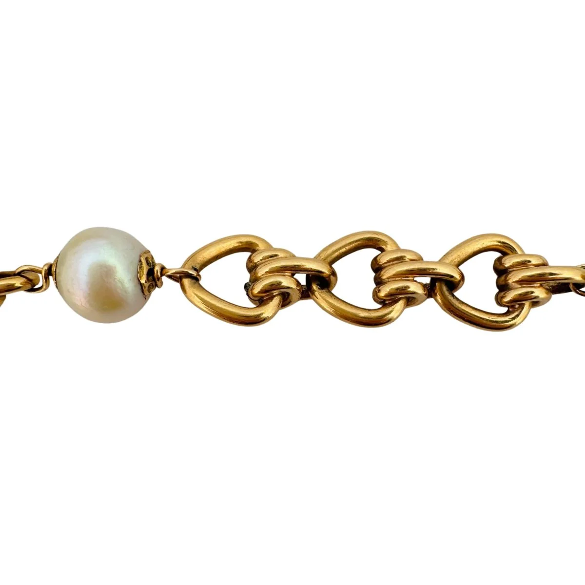Bracelet Maillons en or jaune et perles - Image 4