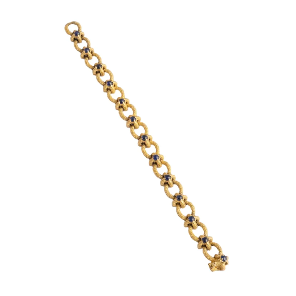 Bracelet en or jaune brossé et saphirs - Image 2