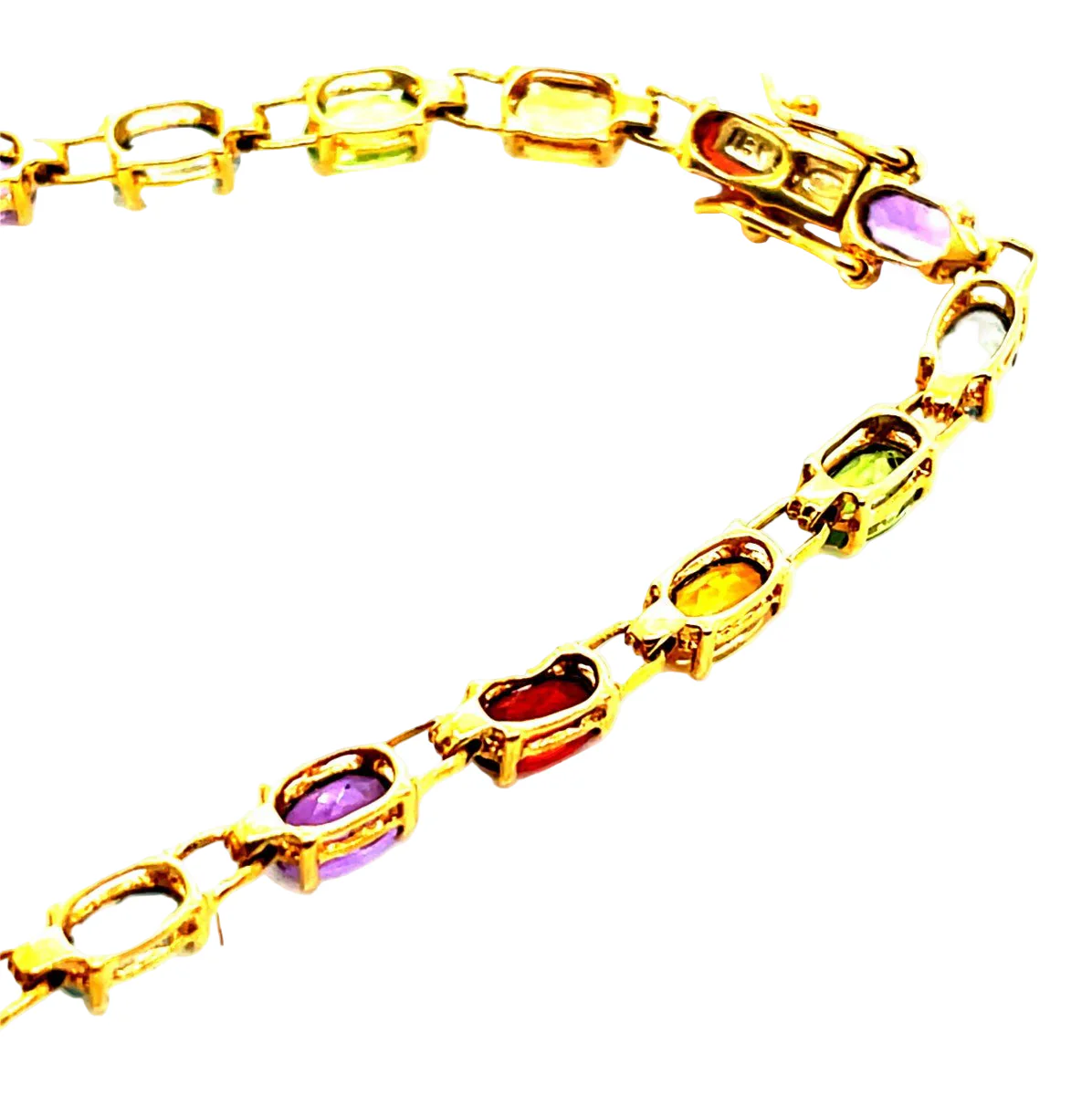 Bracelet en or jaune, grenats, péridots, aigue-marines, citrines et améthystes - Image 2