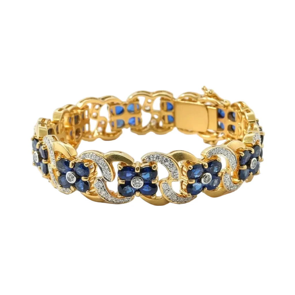 Bracelet en or jaune, saphirs et diamants