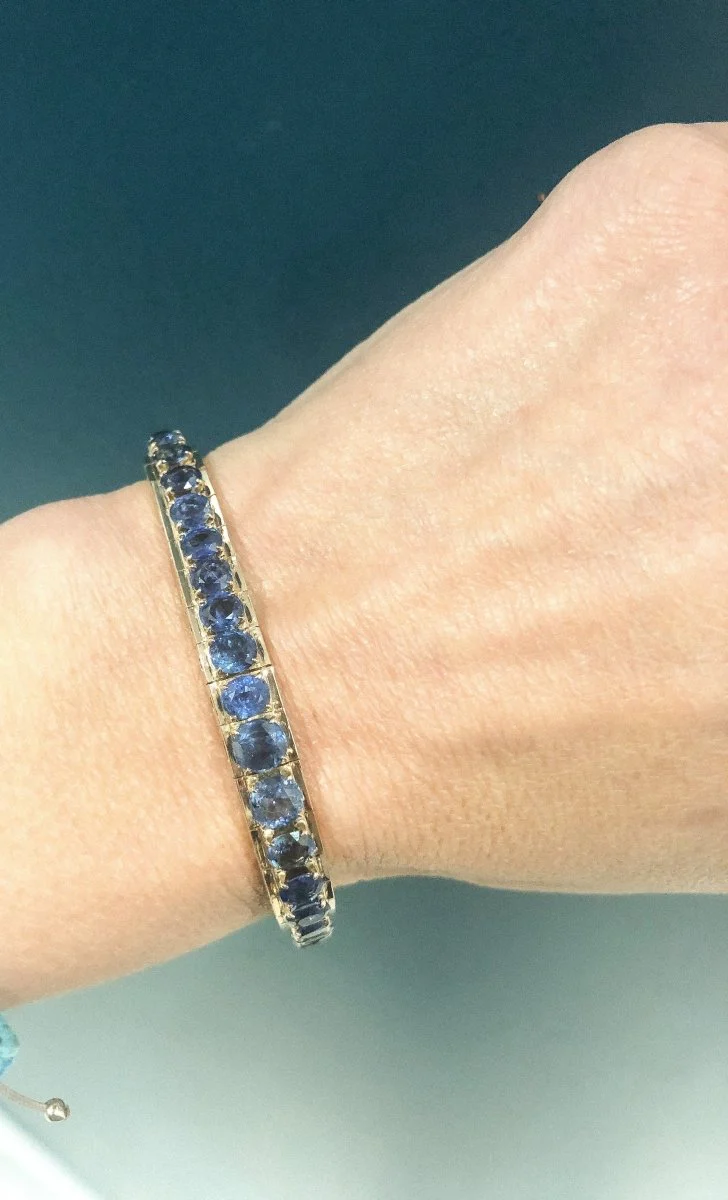 Bracelet en or rose Napoléon III orné de saphirs - Image 5