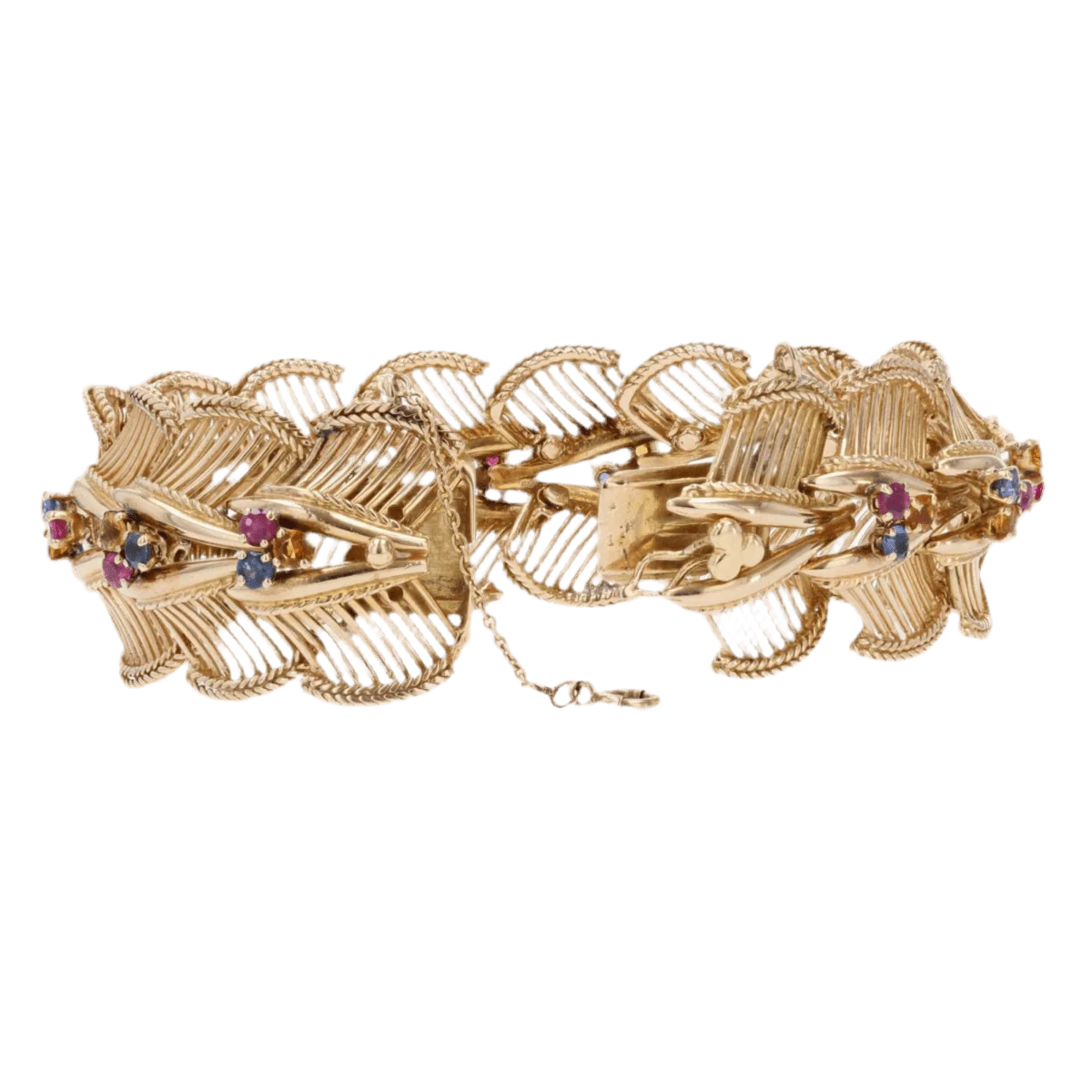 Bracelet Souple en or rose, saphirs, rubis et citrines - Image 2
