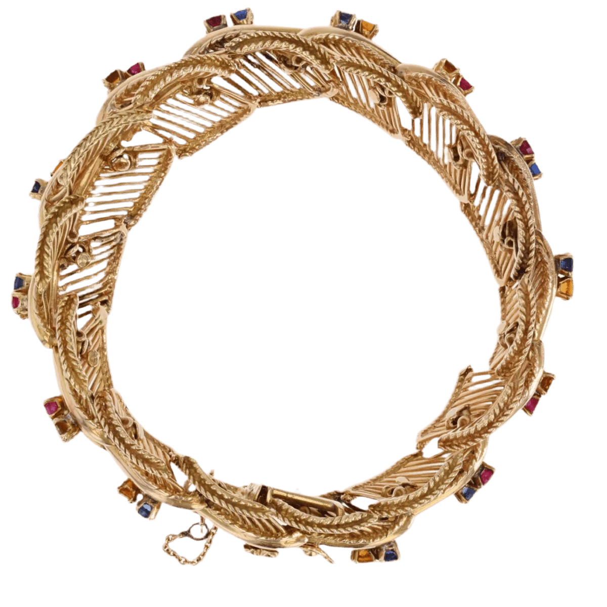 Bracelet Souple en or rose, saphirs, rubis et citrines - Image 4