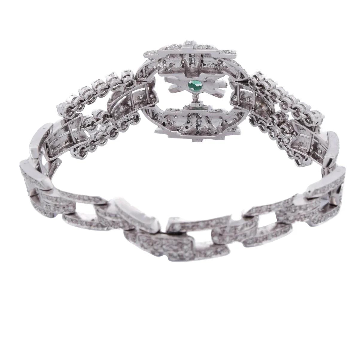 Bracelet en platine, émeraude et diamants - Image 5
