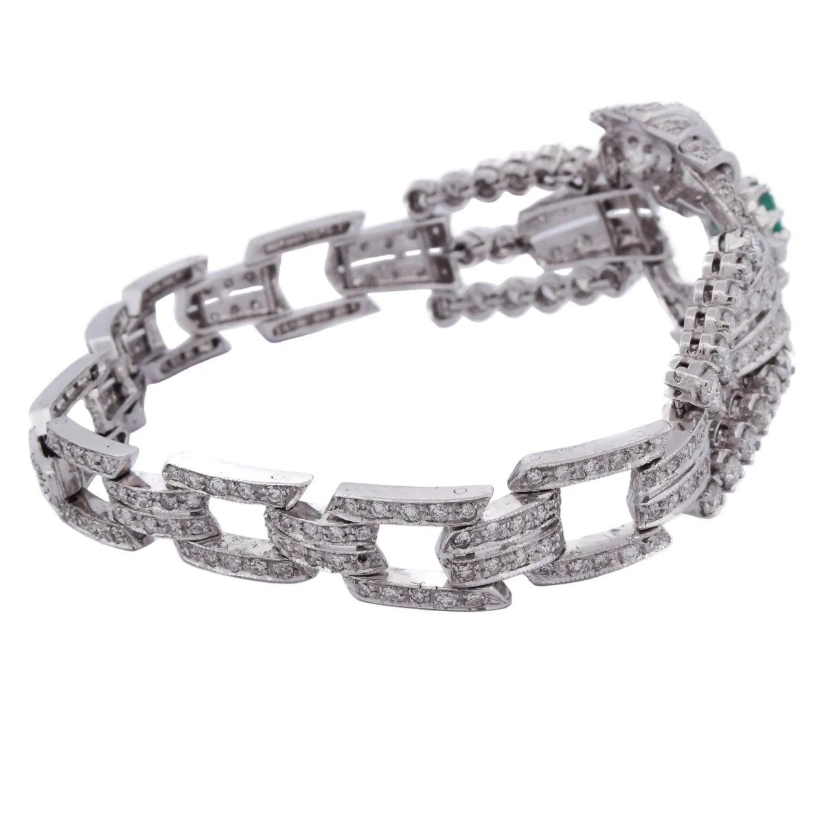 Bracelet en platine, émeraude et diamants - Image 6