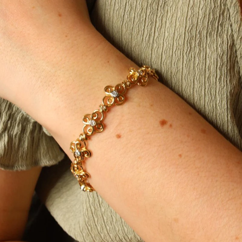 Bracelet Maille filigrane en or jaune et diamants - Image 2