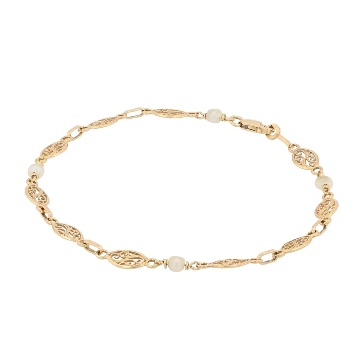 Bracelet Ligne en or jaune et perles