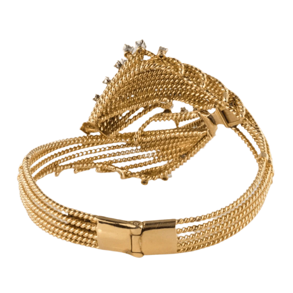 Bracelet Maille en or jaune, platine et diamants - Image 4