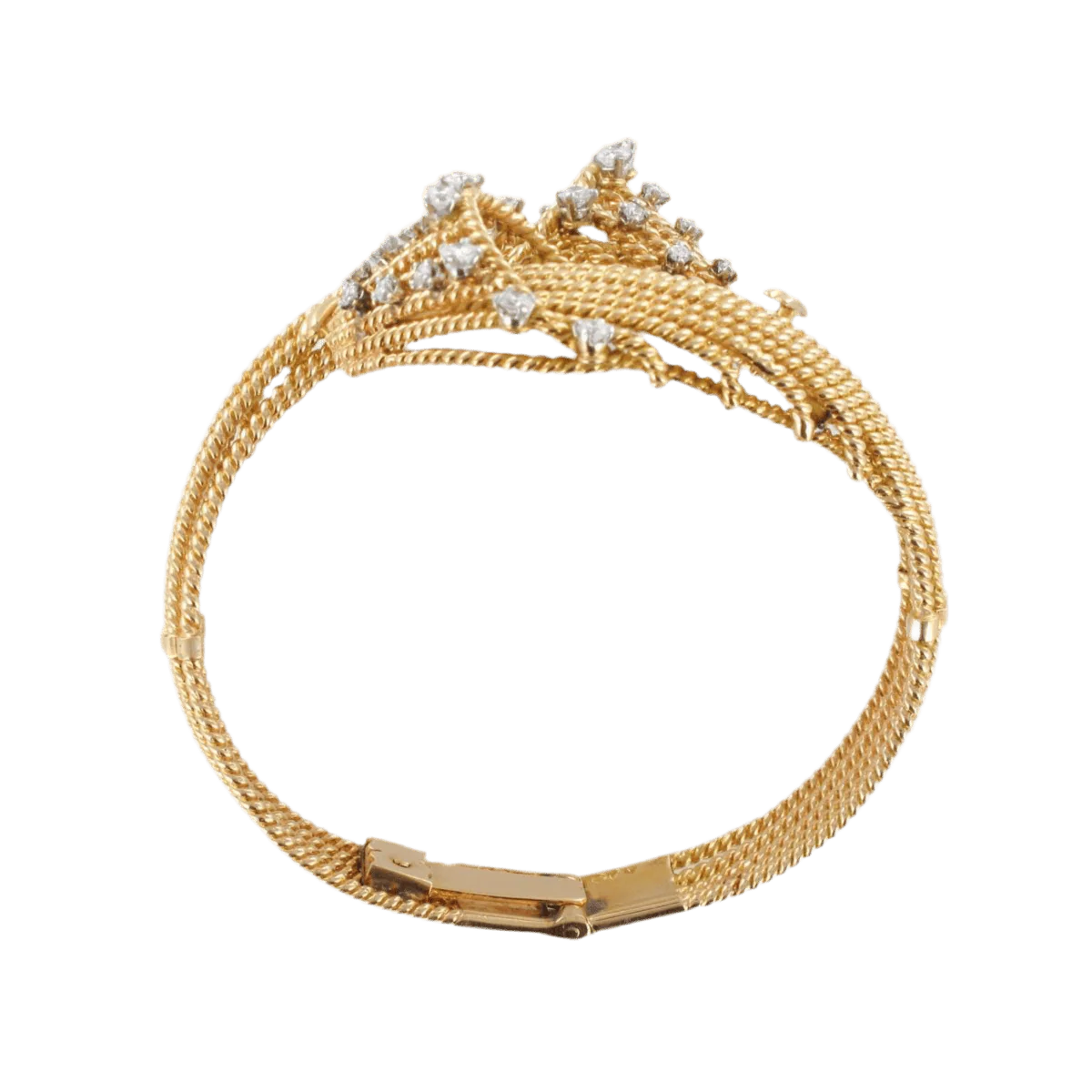 Bracelet Maille en or jaune, platine et diamants - Image 8