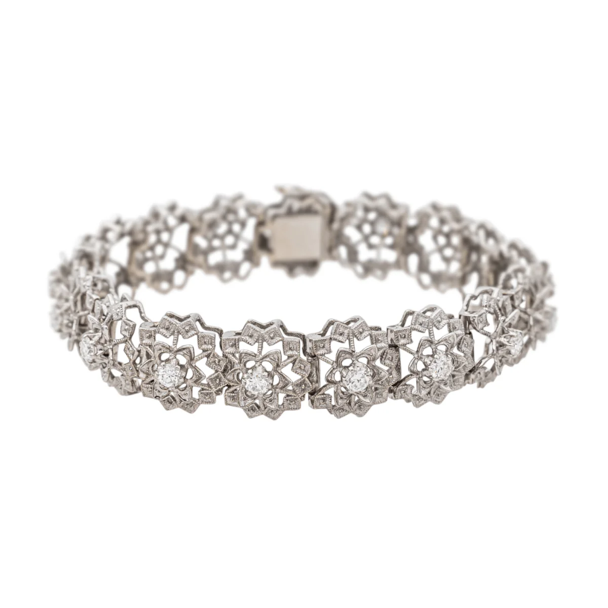 Bracelet Fleur en or blanc et diamants