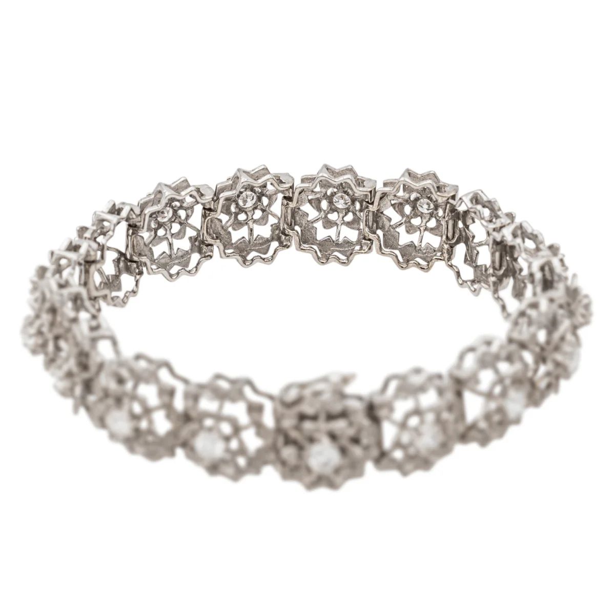 Bracelet Fleur en or blanc et diamants - Image 8