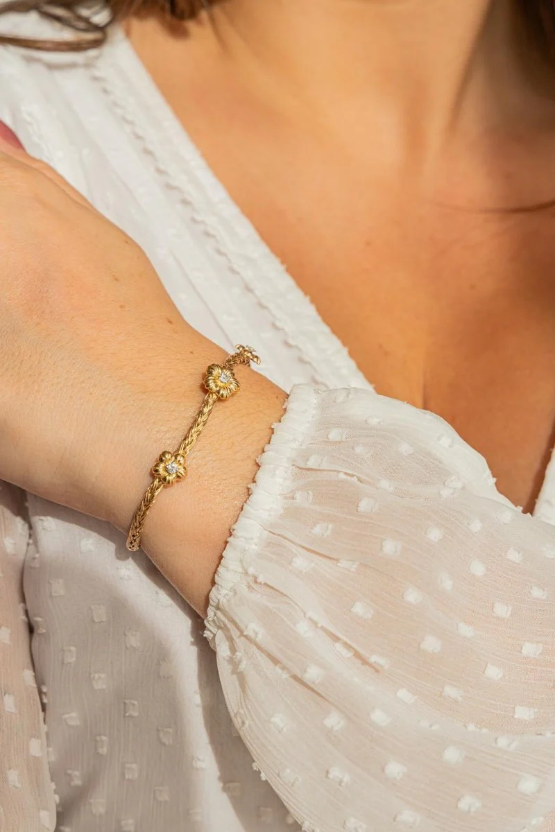 Bracelet Fleur Or jaune Diamant - Image 2