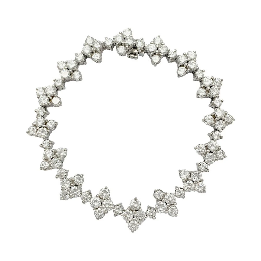 Bracelet fleurettes en or blanc et diamants