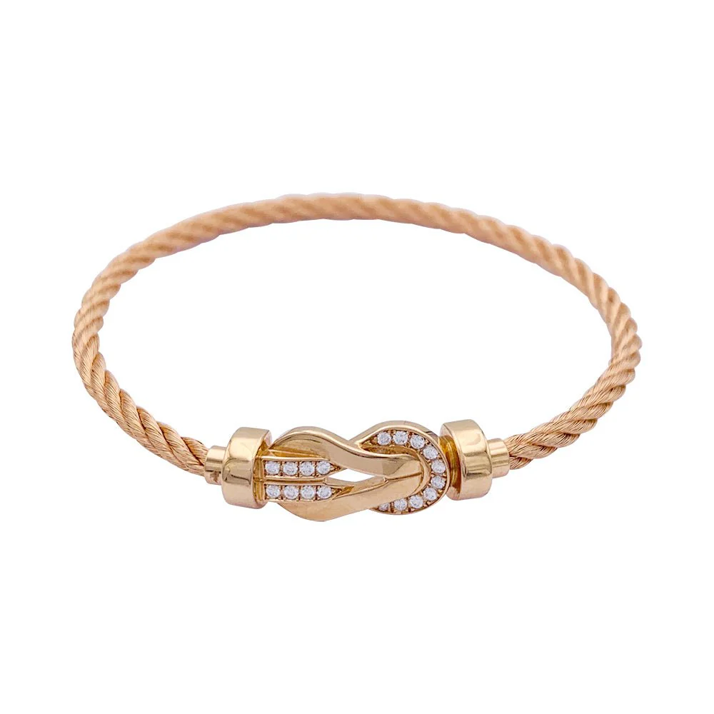 Bracelet Fred, "Chance Infinie", or rose, diamants.