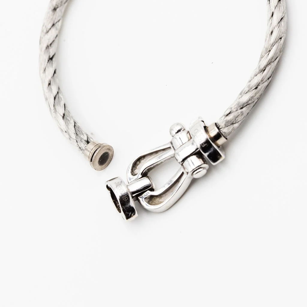 Bracelet FRED "Force 10" GM en or blanc, acier et diamants - Image 10