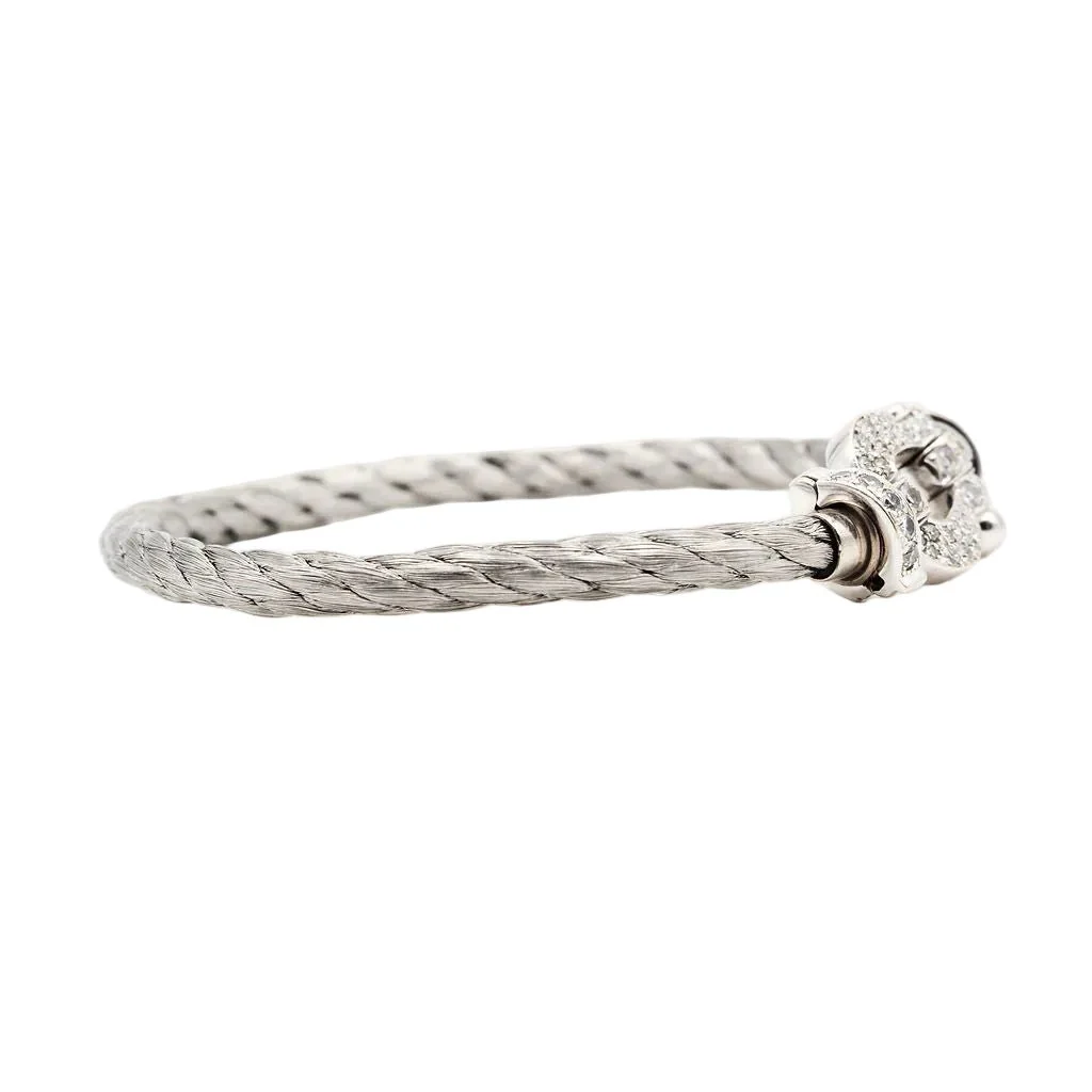 Bracelet FRED "Force 10" GM en or blanc, acier et diamants - Image 16