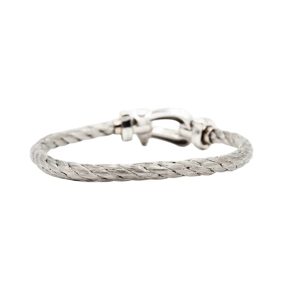 Bracelet FRED "Force 10" GM en or blanc, acier et diamants - Image 17