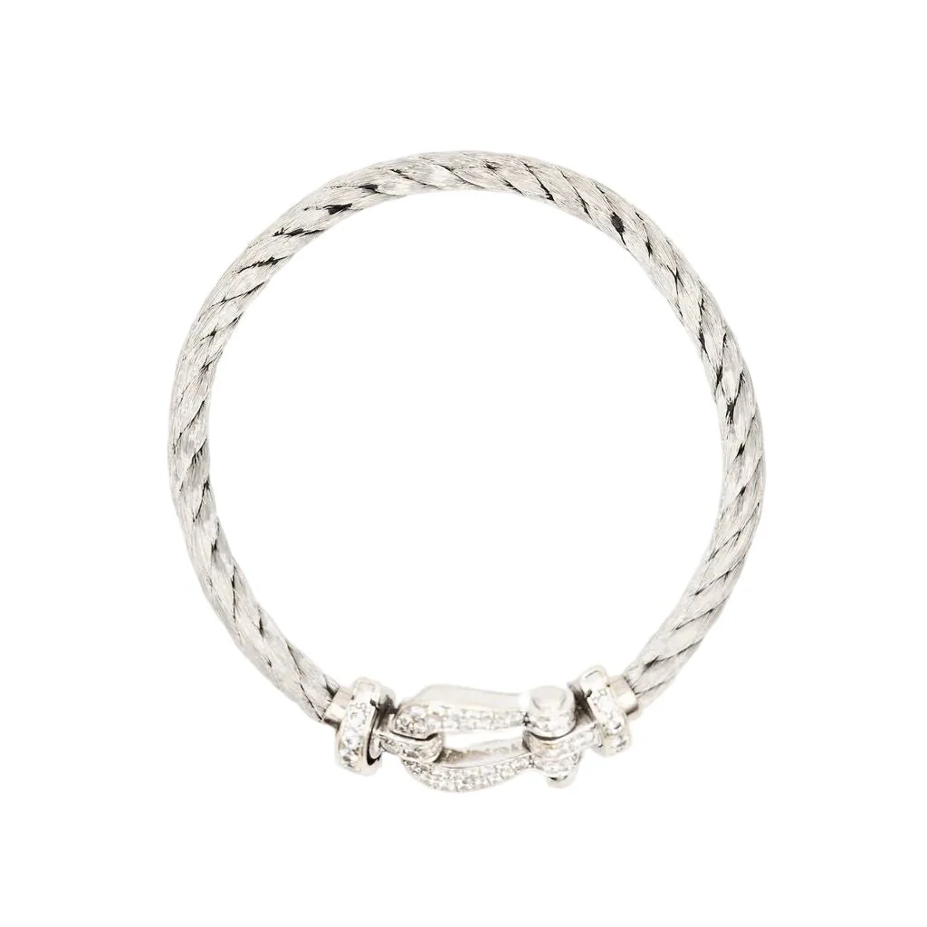 Bracelet FRED "Force 10" GM en or blanc, acier et diamants - Image 18