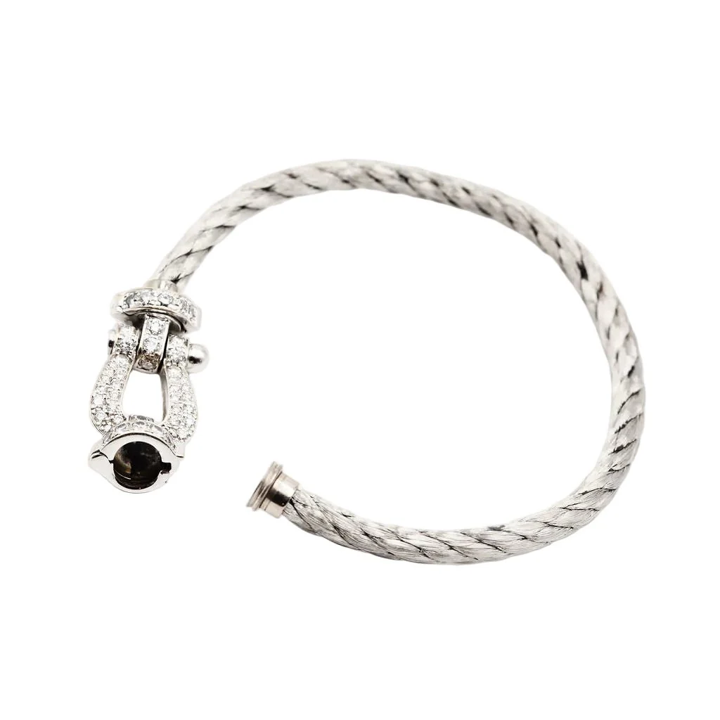 Bracelet FRED "Force 10" GM en or blanc, acier et diamants - Image 19