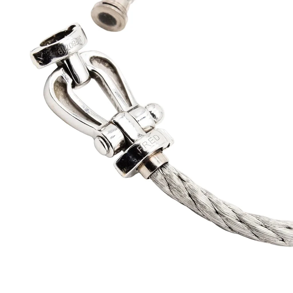 Bracelet FRED "Force 10" GM en or blanc, acier et diamants - Image 22