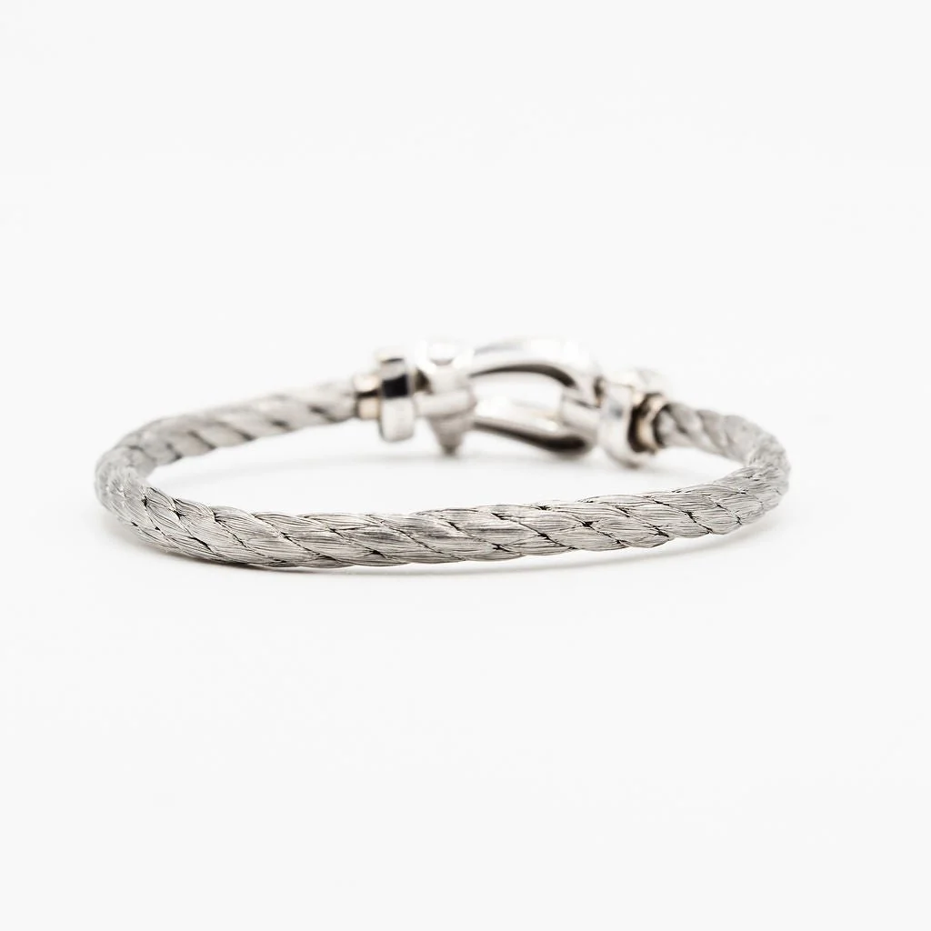 Bracelet FRED "Force 10" GM en or blanc, acier et diamants - Image 6