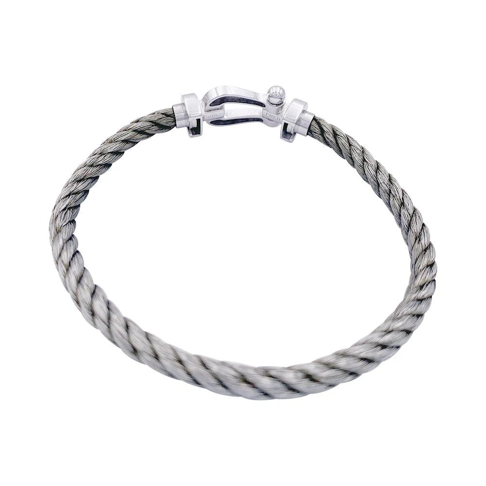 Bracelet Fred, "Force 10", en or blanc et acier. - Image 2