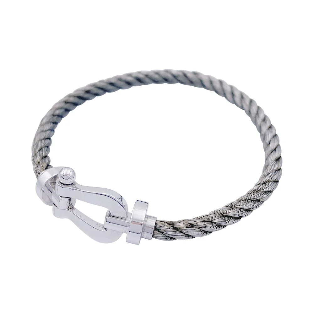 Bracelet Fred, "Force 10", en or blanc et acier. - Image 4