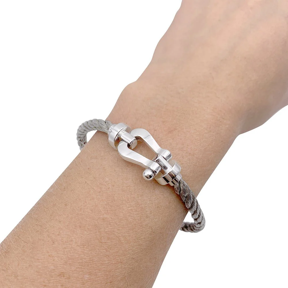 Bracelet Fred, "Force 10", en or blanc et acier. - Image 5