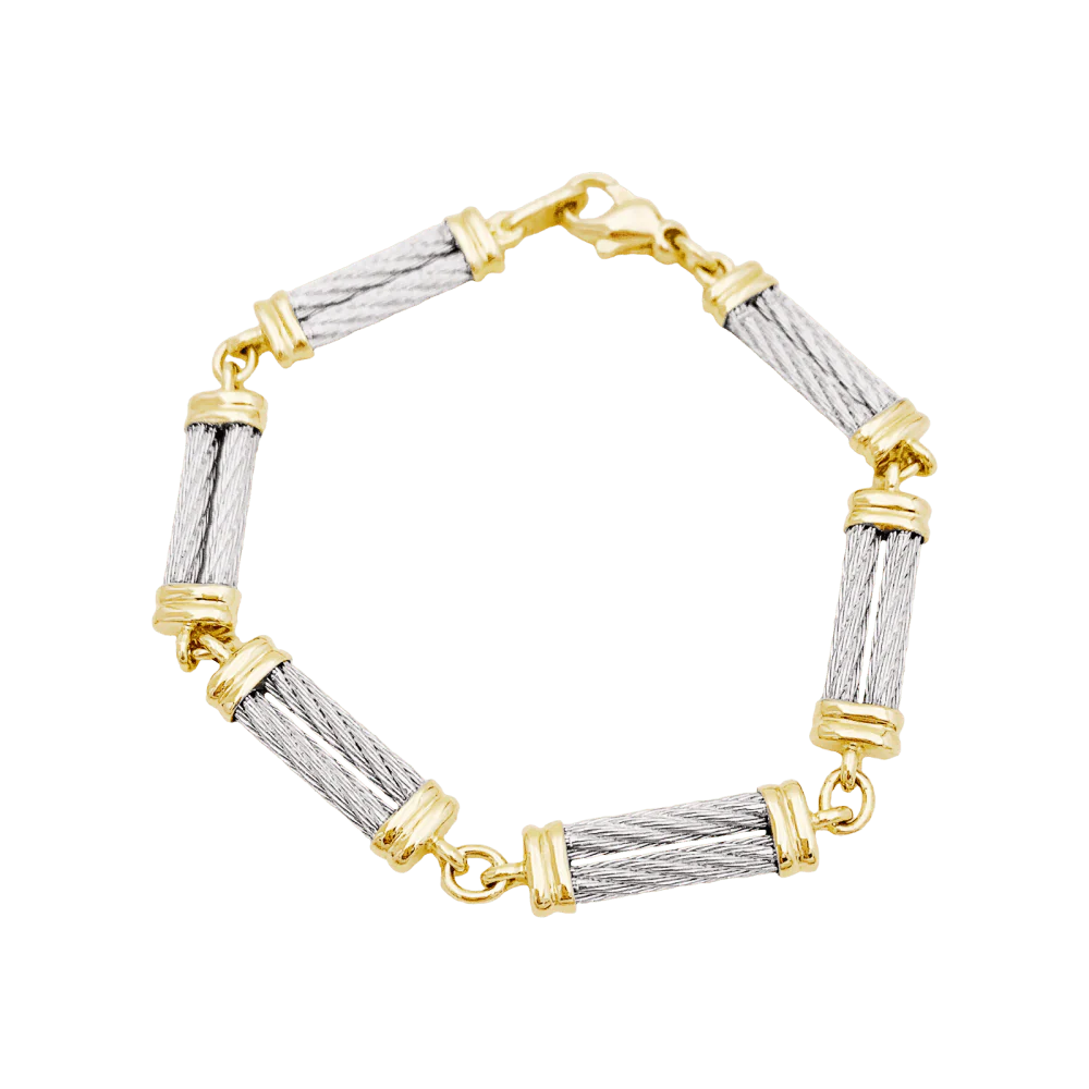 Bracelet Maille FRED "Force 10" en or jaune et acier - Image 3