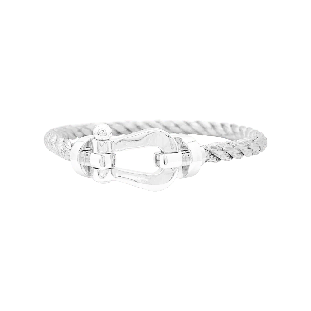 Bracelet Souple FRED "Force 10" en or blanc et acier