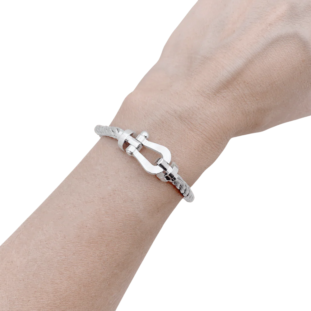 Bracelet Souple FRED "Force 10" en or blanc et acier - Image 2