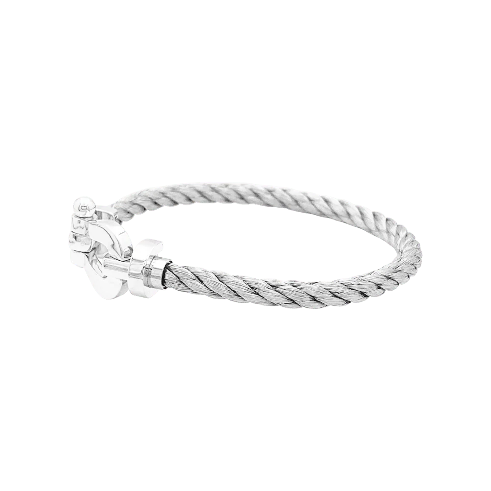 Bracelet Souple FRED "Force 10" en or blanc et acier - Image 3