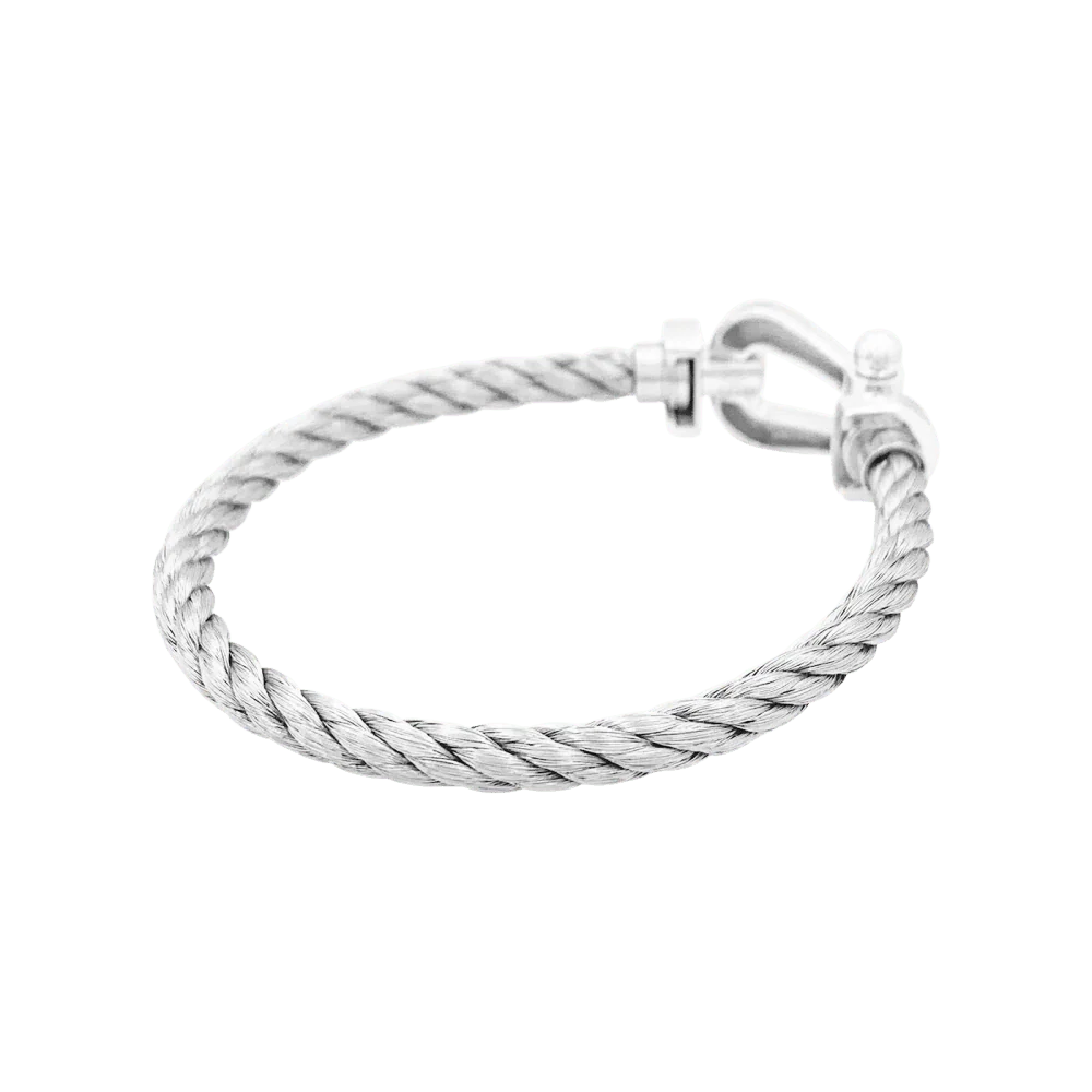 Bracelet Souple FRED "Force 10" en or blanc et acier - Image 4