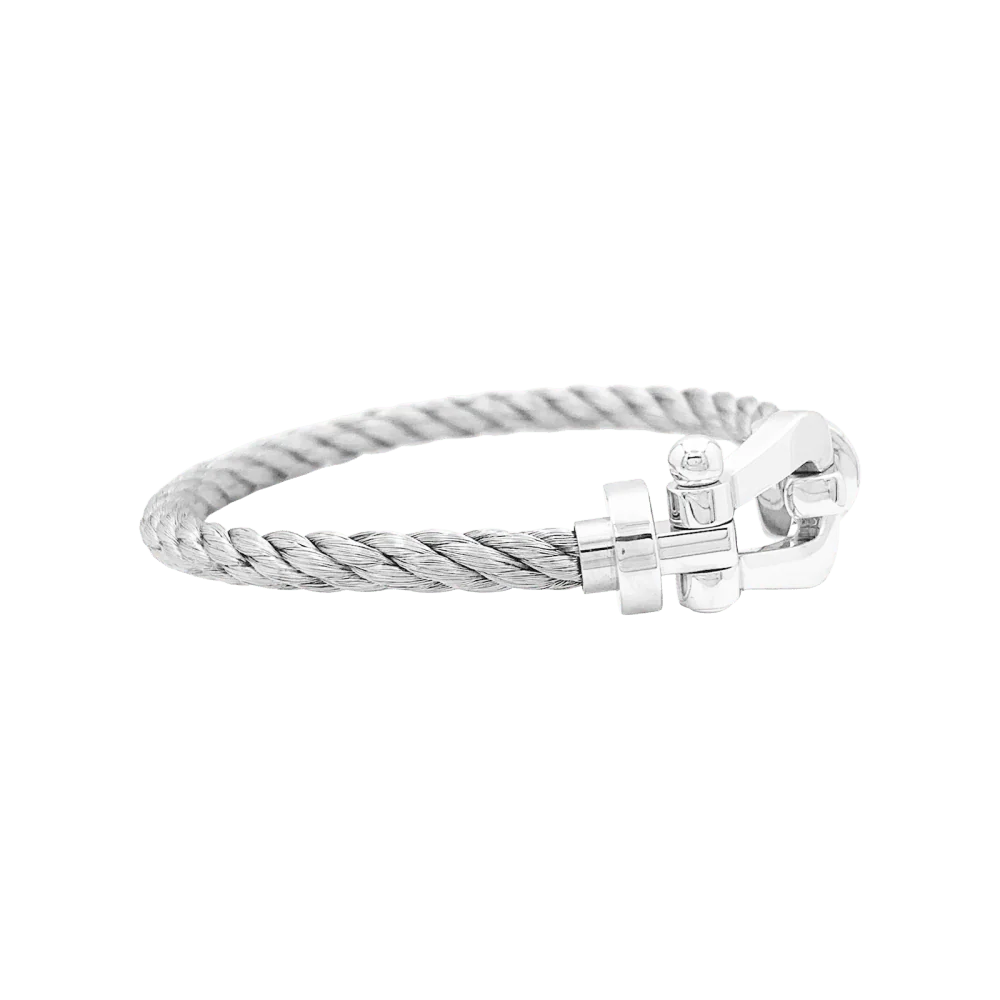 Bracelet Souple FRED "Force 10" en or blanc et acier - Image 5
