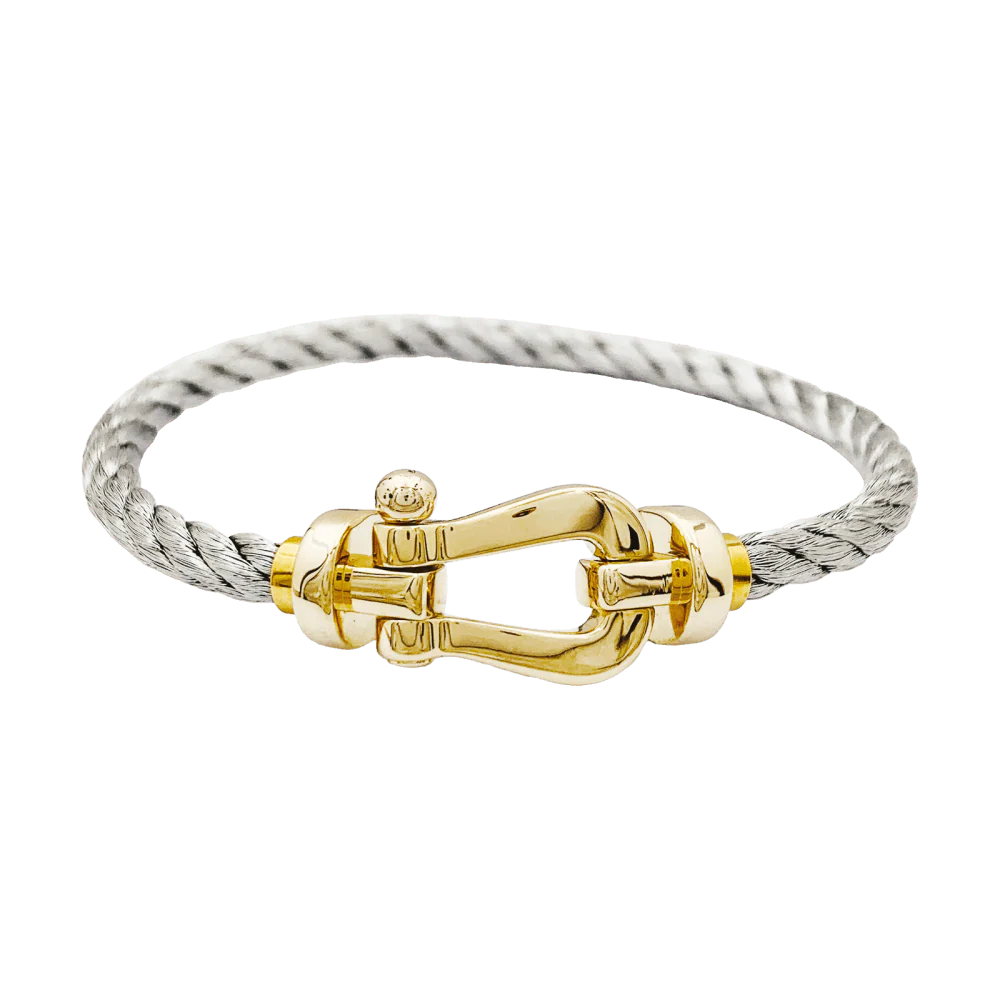 Bracelet Souple FRED "Force 10" en or jaune et acier