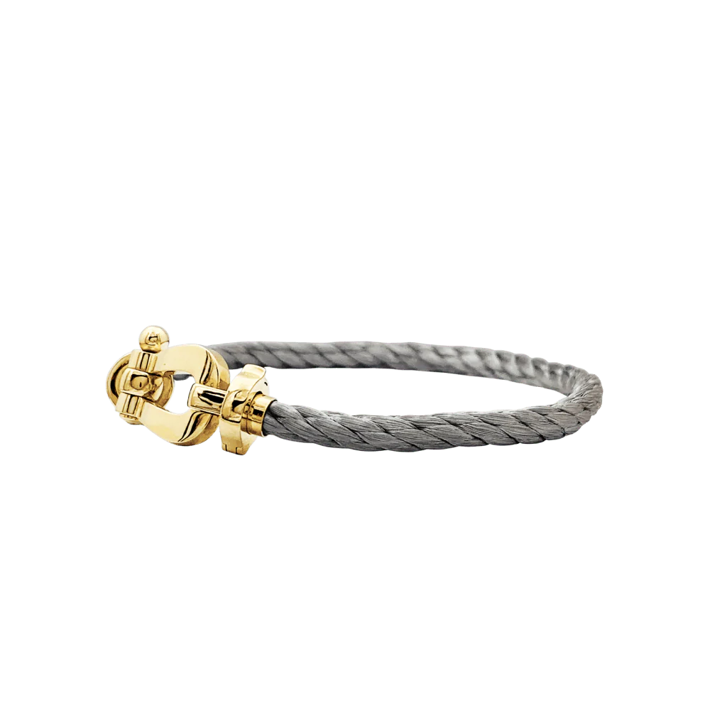 Bracelet Souple FRED "Force 10" en or jaune et acier - Image 4