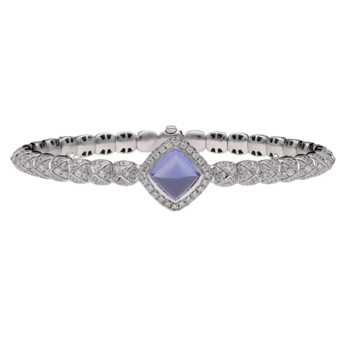 Bracelet FRED  "Pain de sucre" en or gris, tanzanite et diamants.