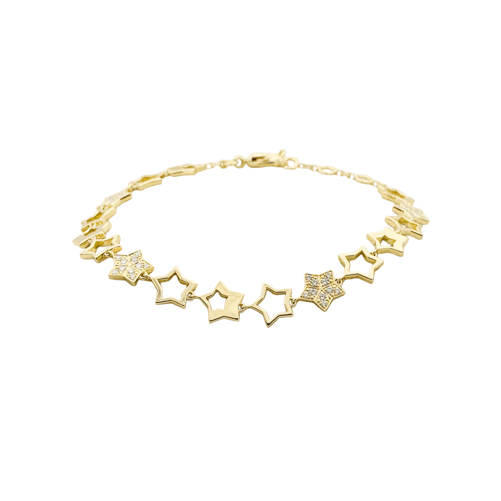 Bracelet Souple FRED "Star" en or jaune et diamants