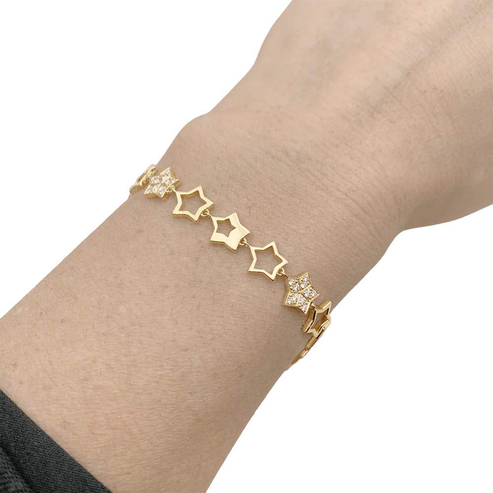 Bracelet Souple FRED "Star" en or jaune et diamants - Image 2
