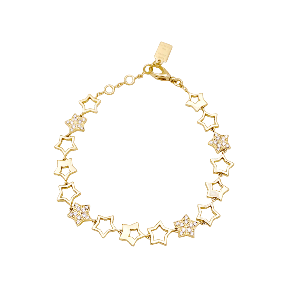 Bracelet Souple FRED "Star" en or jaune et diamants - Image 3