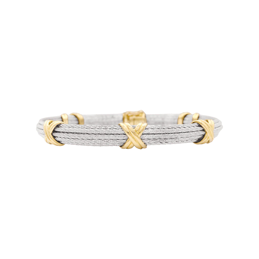 Bracelet Jonc FRED "Force 10" en or jaune et acier
