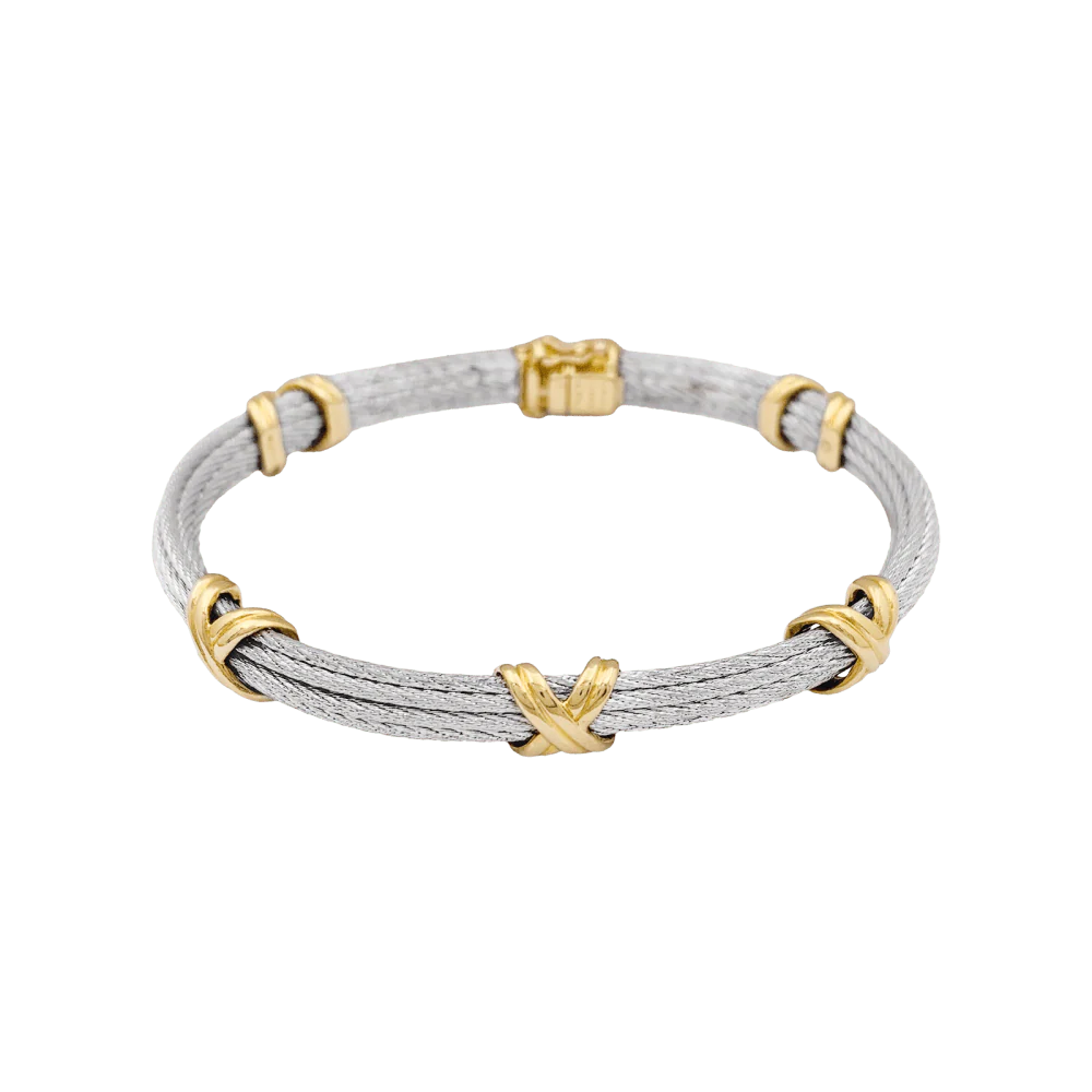 Bracelet Jonc FRED "Force 10" en or jaune et acier - Image 3