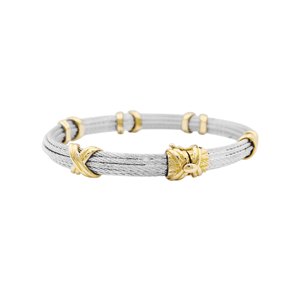 Bracelet Jonc FRED "Force 10" en or jaune et acier - Image 4